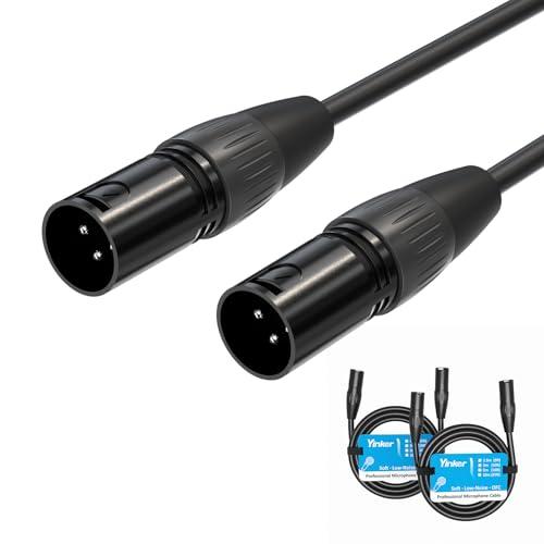 Yinker 2 pezzi cavo XLR Male-Male 1,5m cavo microfono XLR 3 poli maschio-maschio 2 pezzi per apparecchiature audio e sonore 1,5m