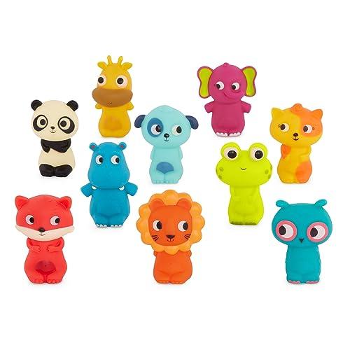 B. toys - Equipaggio di Pinky Pals - 10 marionette da dito - Pupazzi da dito con animali - Volpe, Panda, Ippopotamo, Giraffa, Cane - Leone, Gatto, Rana, Elefante, Gufo - 10 mesi +