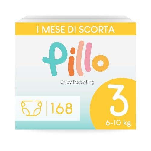Pillo Pannolini Taglia 3 - Scorta da 168, 6 Confezioni da 28 - Midi (6-10 kg) - Prima Infanzia