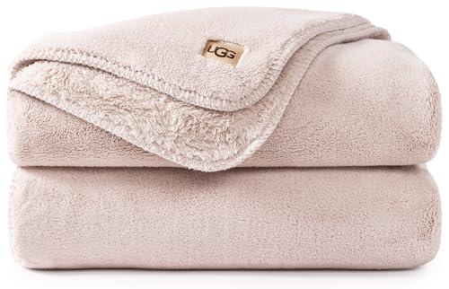 UGG Whitecap Plush Throw Blanket Fleece Lightweight Soft Throw for Couch or Bed Luxury Home Decor for Living Room Washable Hypoallergenic Blankets for Dorm Decor, 50-inch x 70-inch, Light Pink Quartz