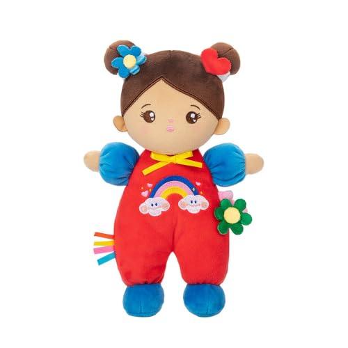 OUOZZZ Bambola per Bambina 1-3 Anni - Peluche di Pezza Morbida e Sicura, Gioco Bambina 1 Anno, Regali Perfetti, 25cm Pelle Marrone