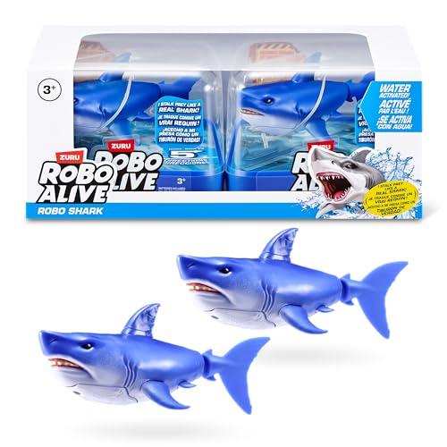 Robo Alive Water Activated Shark Confezione da 2 (Blue) by ZURU: Giocattolo robotico da bagno nuota immerso in acqua. Per bambini, ragazzi, adolescenti.