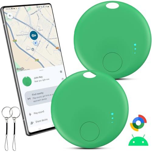 Android Smart Tracker Tag, Tracker Tag Android Bluetooth Localizzatore Tracker Tag Localizzatore per Bagagli/Borse/Portafogli/Zaini, Chiavi Trova Oggetti Compatibile “Google Find Hub” (Verde, 2 PACK)