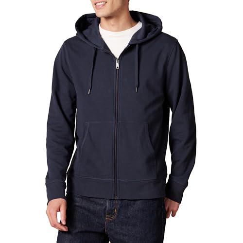 Amazon Essentials Felpa Leggera con Cappuccio in French Terry con Zip Integrale vestibilità Comoda Uomo, Blu Marino Scuro, L