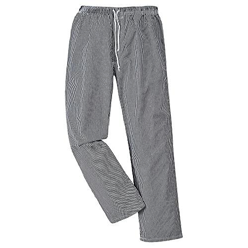 Portwest Pantaloni Bromleys Chef, Taglia Regolare, Colore: Nero/Bianco, Taglia: L, C079CKRL