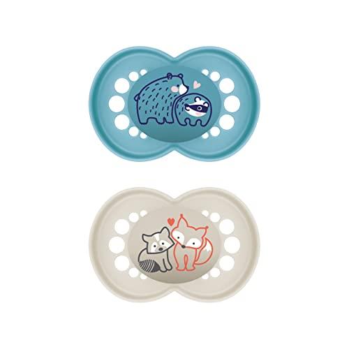 Istruzioni in lingua straniera MAM Ciuccio originale Pure in set da 2 pezzi, adatto ai denti, in materiale sostenibile e rinnovabile, tettarella in silicone SkinSoft, 16 mesi, orso/volpe