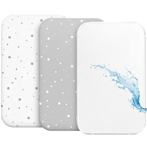 Lenzuola Next To Me 3-in-1 - Lenzuola Culla Cododo con Angoli (Set da 2) + 1 Coprimaterasso Impermeabile con Elastico 3-in-1-50x83 cm - Per Culla Co-sleeping, Lettino - Bimbo Bimba - Grigio