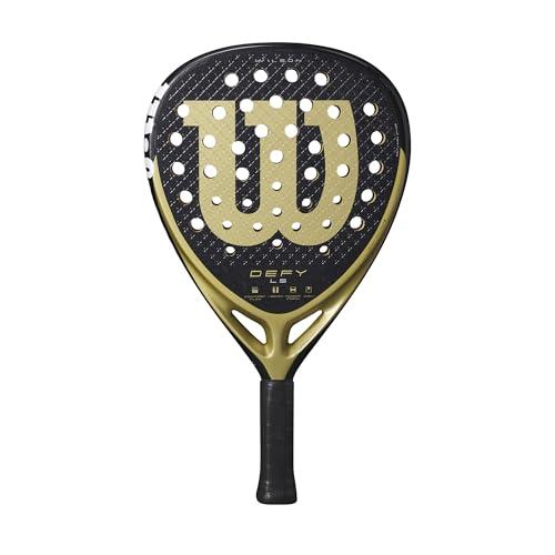 Wilson Racchetta da Padel Defy LS V1, Offre Un Effetto Dinamico e una Sensazione Confortevole, Telaio Leggero e Design Aerodinamico Per una Potenza Esplosiva, Colore: Nero/Oro, Taglia: 2