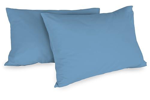 Zer0bed, Coppia Di Federe In Cotone 52x80 CM, Avio, Set Di 2, Tinta Unita, 100 Percento Cotone, Cusino Letto, Chiusura A Busta