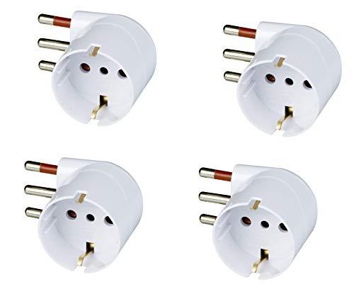Set 4 adattatori schuko 90° 16A salvaspazio, bianco