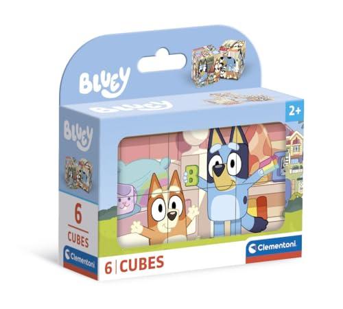 Clementoni - Bluey Cube, Puzzle con 6 Cubi, Gioco Educativo Bambini 2+ Anni per Sviluppare Memoria, Logica e Manualità, Made in Italy, 12x8 cm, 40662