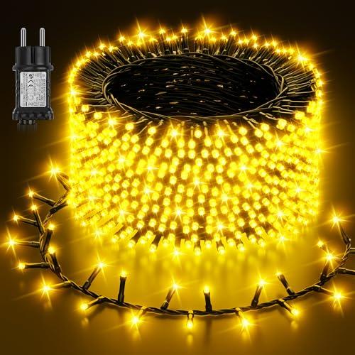 Luci Albero di Natale, 8M 320LEDs Luci Natale Esterno Interno 8 Modalità con Funzione Memoria Bianco Caldo, Impermeabile LED Luci di Natale Esterno per Giardino Balcone Soggiorno Festa Decorazioni