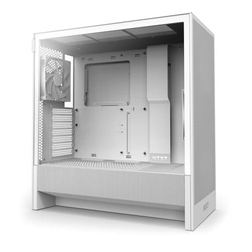 NZXT H5 Flow - Case per PC da gaming mid-tower ATX compatto - Flusso d'aria elevato - 2 ventole da 120 mm incluse - Supporto per radiatori da 360 mm (anteriore) e 240 mm (superiore) - Bianco