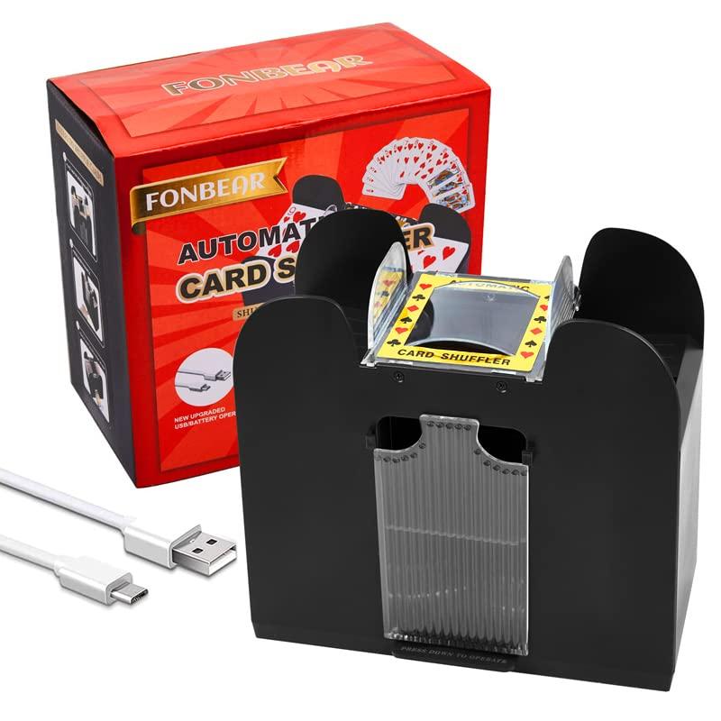 FONBEAR Shuffler automatico per carte da 6 mazzi – USB/batteria Shuffler elettrico – ideale per uso domestico e torneo per poker classico e giochi di carte collezionabili