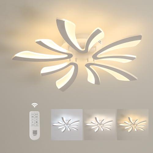 Comely Plafoniera LED Soffitto Dimmerabile, Lampada da Soffitto con Telecomando, 48W 5400LM 3000K~6500K Dia70cm, Acrilico Moderna Plafoniera per Soggiorno Camera da Letto, Bianco