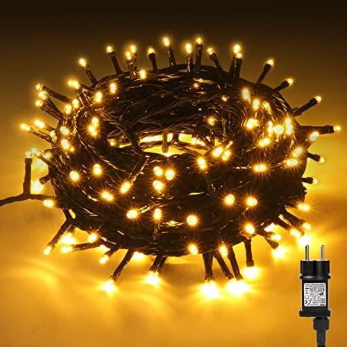 CHOIGN Catena Luminosa Esterno 20M 200 LEDs, Impermeabile 8 Modalità LED Luci da Presa, Luci Natale Luci Albero di Natale Esterno Interno, Luci Giardino per Natale, Festa, Regali, Partito, Casa