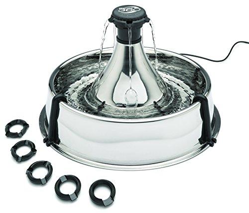 PetSafe Drinkwell Fontanella per Gatti e Cani a 360° in Acciaio Inossidabile con 5 Getti d'acqua a Cascata Personalizzabili, Filtro a Carbone e Schiuma per Acqua di qualità, Capacità 3.8 L