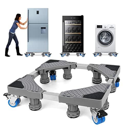 NIUXX Base per Lavatrice con 8 Piedi + 4 Ruote per Lavatrice, Frigorifero e Asciugatrici, Base Regolabile per Lavatrice con Funzione di Assorbimento Degli Urti, Larghezza 42 a 66 cm