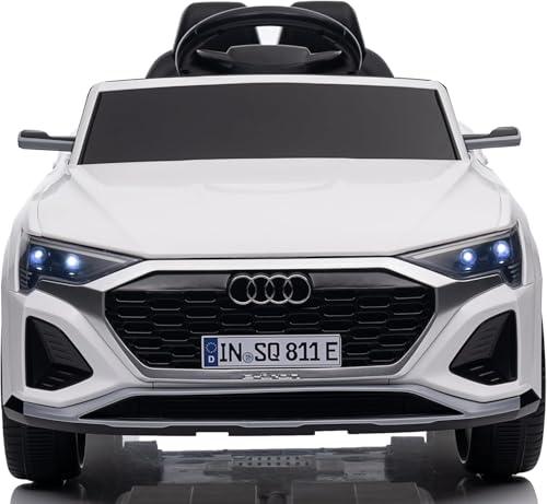 Macchina Elettrica per Bambini Audi SQ8 etron Sportback Telecomandata Auto Elettrica 12V con Cintura di Sicurezza a 5 Punti Porte Apribili Bianco