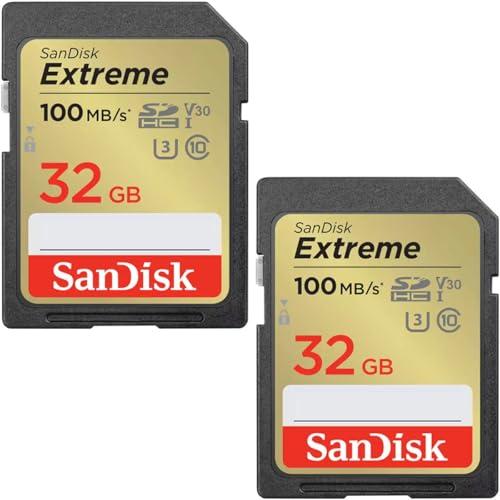 SanDisk Schede SDHC Extreme da 32 GB (confezione da 2) + RescuePRO Deluxe, fino a 100 MB/s, UHS-I, Classe 10, U3, V30