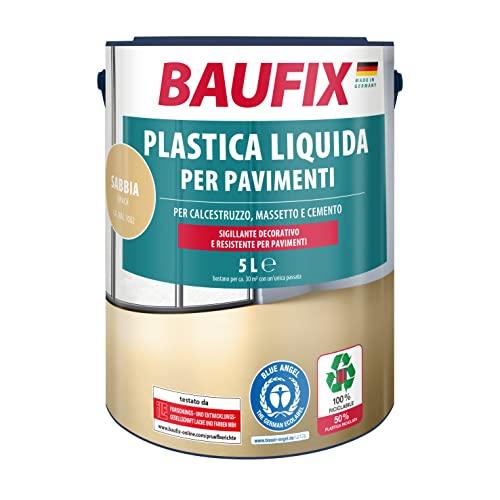 BAUFIX Pavimento di plastica liquida sabbia opaca, 5 litri, vernice per calcestruzzo e pavimento, vernice per calcestruzzo traspirante per interni ed esterni, per calcestruzzo/massetto/cemento