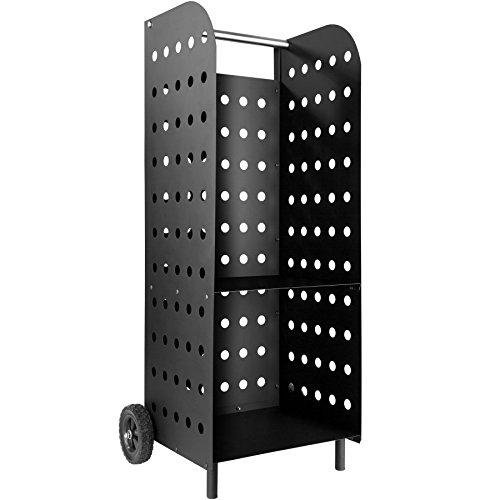 tectake® Carrello Portalegna con Ruote, Portatutto in Lamiera Perforata, Ripiano Aggiuntivo, Carrello Porta Attrezzi, Stabile e Robusto per Interno ed Esterno - Nero