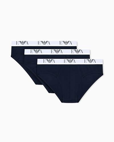 Emporio Armani Man's Bold Monogram - Confezione da 3 Slip da Uomo, Blu, M, Armani Blue/Armani Blu/Armani Blue, M
