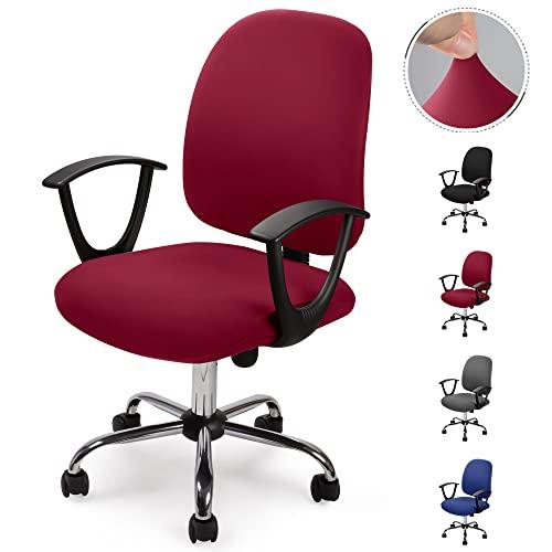 Computer ufficio sedia della copertura coprisedia elasticizzato rimovibile Copertina Cover da Sedile separato in stile semplice e moderno,per sedie da ufficio girevoli-No Sedia(Borgogna, 1)