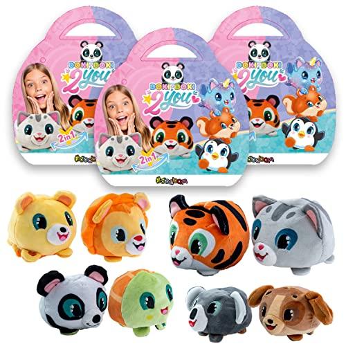 Sbabam, Doki Doki 2 You, Giochi per Bambini da Edicola, Peluche Gatto, Panda, Tartaruga e Altri - Animali Giocattolo per Bambini, Pupazzi Collezionabili, Pupazzo Gioco Bambino, Regalo Bambini 3 Pezzi