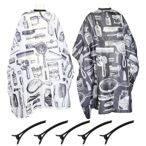 2 Pezzi Mantelle Parrucchiere con molti specchi, Accessori Tagliacapelli Bianco Nero, Länge 27.6 cm Mantella Taglio Capelli a Tutta Lunghezza, Telo Parrucchiera Professionale