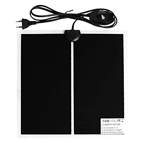 Geoyien Tappetino riscaldante rettili, 28X28CM Tappetino riscaldante, Tappetino riscaldante per rettili, Resistente Acqua e umidità, Temperatura Regolabile (0-35 Gradi) Spina Europea (14W, 220V-240V)