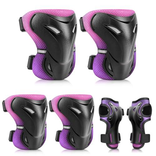 YOOXARMOR Protezioni Bambini Pattini in Linea per 3-6-13 Anni,6 in 1 Attrezzatura Protettiva Protezione Bambini Ginocchiere,Gomitiere Protezioni Set per Scooter Monopattino Bicicletta Pattini in Linea