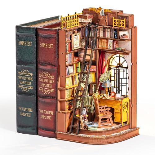Rolife Book Nook Studio D'angolo Silenzioso Europeo Casa Delle Bambole Booknook Kit Casa Miniatura DIY per Adulti da Costruire Regalo di Natale e Compleanno Decorazione Mensola Libri Kit Diorama