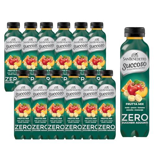 San Benedetto, Succoso Zero al Gusto Fruttamix, 12x400 ml Bevanda Leggera e Dissetante in Acqua Minerale Naturale, Senza Zuccheri, Conservanti Coloranti e Glutine