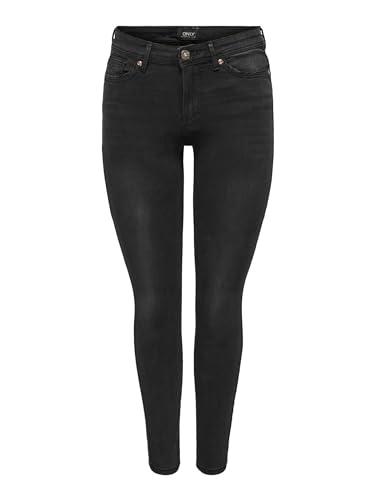 ONLY Wauw Life Mid Donna Jeans Nero W30L30 56% Cotone, 39% Poliestere, 3% Viscosa, 2% elasthane Skinny