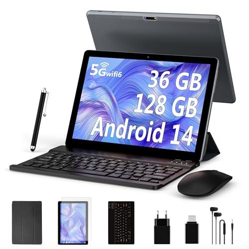 LEVIRTU 10 Pollici Android 14 Tablet in Offerta Octa-Core 2.0 GHz, 5GWiFi 6, 36GB RAM+128GB ROM(TF 1TB), 8000mAh, Dual Camera, Bluetooth 5.0, Tablet con Tastiera,Penna,Mouse-Grigio