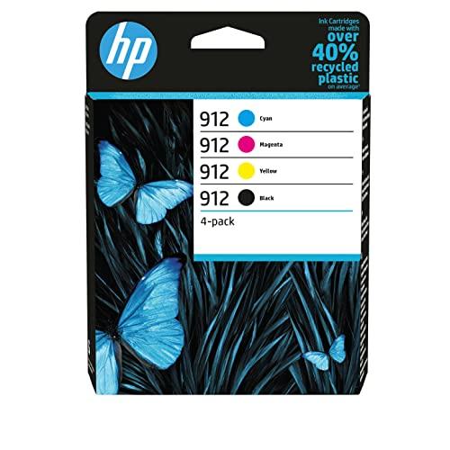 HP 912 Nero, Ciano, Giallo e Magenta, 6ZC74AE, Confezione da 4 Cartucce Originali, Compatibili con Stampanti OfficeJet Pro Serie 8010 e 8020