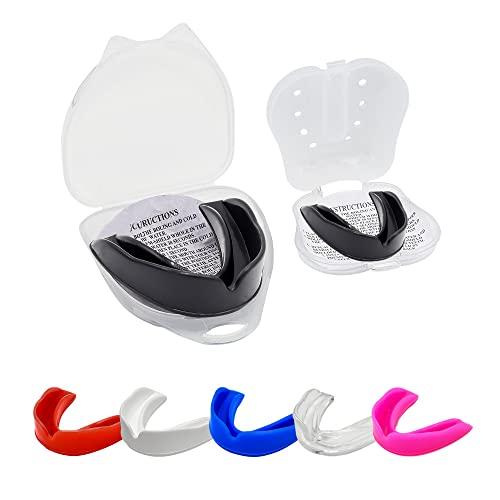 Hash Paradenti per adulti e ragazzi, ideale per scuola, sport da combattimento, rugby, calcio, hockey, Muay Thai, MMA, boxe, arti marziali, basket, con custodia, età 13 anni, nero