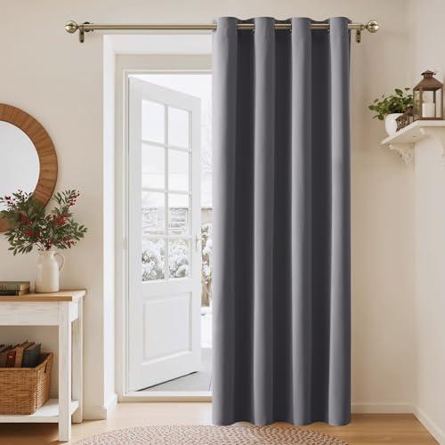 PONY DANCE Tende Oscuranti per Interni Termica Isolante per Soggiorno 1 Pezzo L 140 x A 240 cm Curtain Porta Interna ad Anelli Camera da Letto Moderne, Grigio