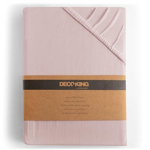 DecoKing Lenzuolo sotto con angoli elasticizzati 100% jersey in cotone pettinato, Amber Collection, 80x200-90x200 cm, Rosa Lilla