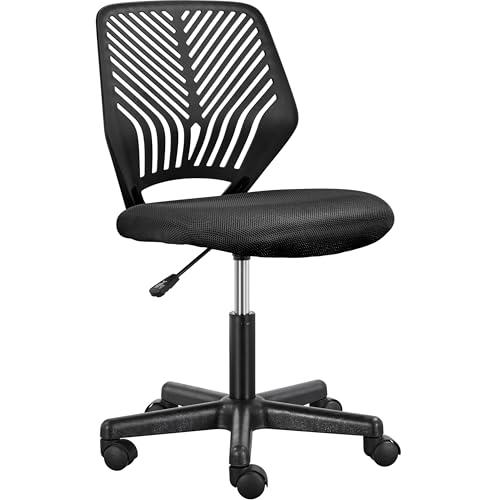 Yaheetech Sedia Ufficio Scrivania Senza Braccioli Girevole a Rotelle Ergonomica Portata 136 kg in Rete Traspirante Altezza Regolabile Nera