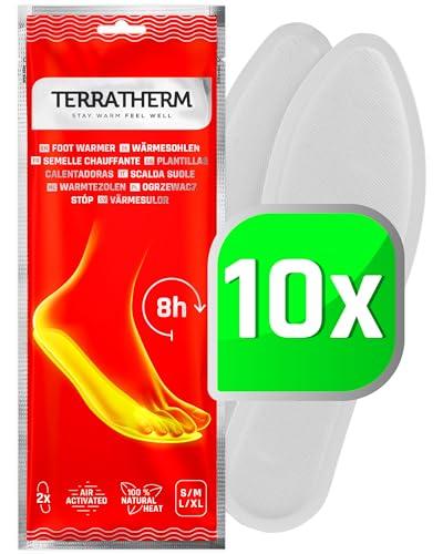 Terratherm Solette riscaldanti - attivato dall’aria - per 8 ore die calore per i piedi - 5, 10 o 30 paia - scaldapiedi per scarpe - suole riscaldanti con 100% calora naturale - 10 paia