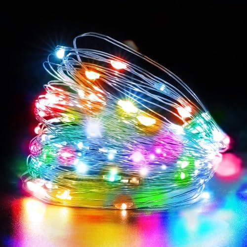 HOTUT 2 Pezzi Stringa Luci LED a Batteria, 2M 20 LED Lampada a Fili di Rame Multicolore, Catena di Luci Impermeabile per Esterni, Lucine Decorative per Interni e Esterni, Feste, Natale, Matrimonio
