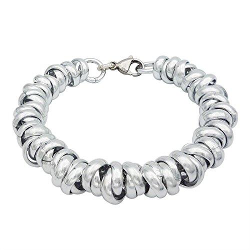 ParticolarModa Bracciale stile nodini intrecciato per donna in alluminio e acciaio Argentato Dorato Bronzo Fumè 10 mm