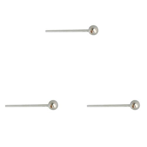 DENI 3 orecchini naso bastone dritto in argento con sfera piccola diametro 1,5 mm e bastone sottile con spessore 0,6 mm., Argento