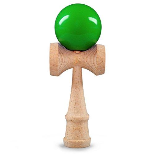 Ganzoo Kendama - Giocattolo tradizionale giapponese in legno di faggio, gioco di abilità (verde + legno)