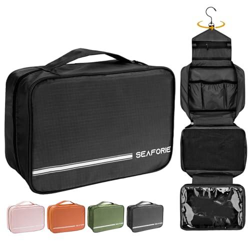 Seaforie Beauty Case da Viaggio, Beauty da Viaggio per Uomo e Donna, Grande Borsa da Toilette da Appendere, Portatrucchi da Viaggio Impermeabile 4 in 1