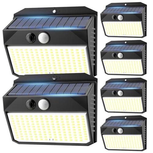 SIGRILL Luce Solare LED Esterno, Faretto LED da Esterno con Sensore di Movimento, 150LED Lampada Solare da Esterno con 3 Modos, IP65 Impermeabile LED Lampione