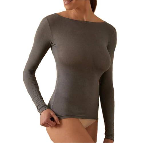 JADEA Maglia Donna in Modal e Cashmere Scollo a Barca, Comoda e Avvolgente Grigio, S
