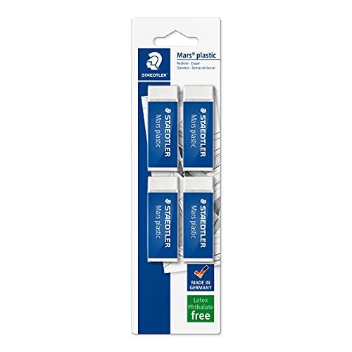 Staedtler Mars Plastic - Gomme da Cancellare, Set Cancelleria Scuola Università Ufficio e Cartoleria, Gomma da Cancellare Ideale per Materiale Scolastico e Cose per la Scuola, Cancella Facilmente 4 Pz